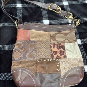 Coach Patchwork Shoulder Bag - Brown and Tan